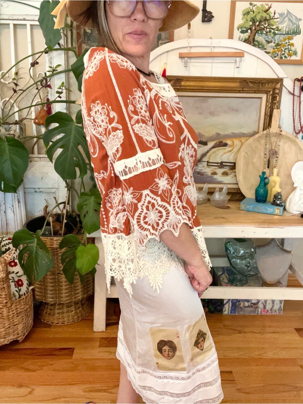 Coachella Boho Lace and Embroidered Cottagecore Blouse - Picture 3 of 9